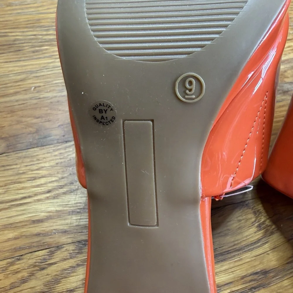 Worthington Platform Wedge Sandal Mules Patent Orange Women's Sz 9 NWT *